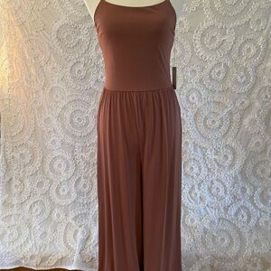 Dex Orange Color Strappy Knit Jumpsuit